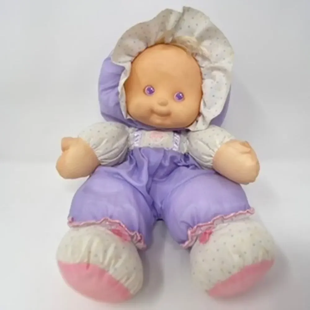 Puffalump Kids Baby Heidi Purple Polka Dots Blonde Vintage 1990 Fisher Price